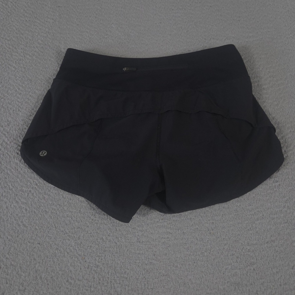Lululemon Shorts Womens 6 Black Hotty Hot High-Rise Lined 4" Running Gym Workout - Picture 10 of 11